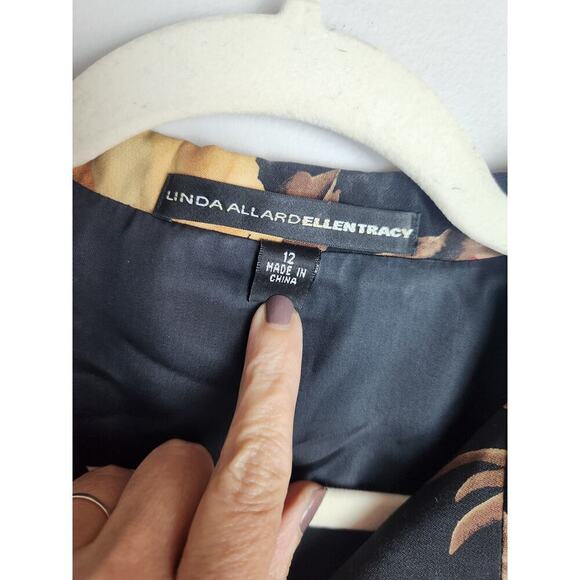 Linda Allard Ellen Tracy Dark Floral Jacket sz 12 silk/wool art to wear career - Picture 6 of 11